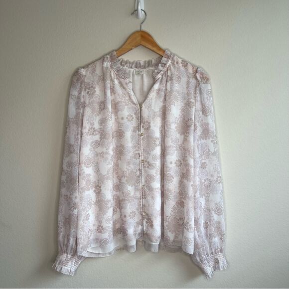 NEW Wilfred Santiago Blouse in White/Light Birch L - Picture 2 of 7